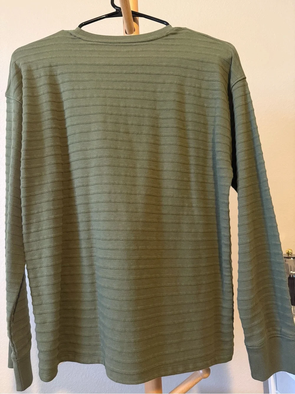 GAP Olive Textured Long-Sleeve Crewneck Shirt